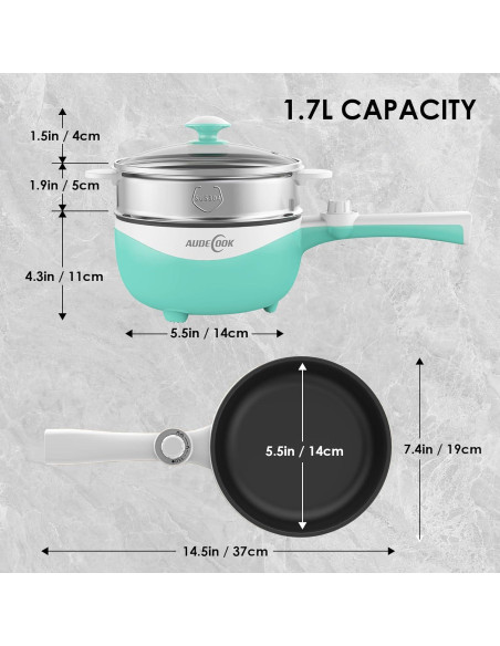 Audecook Olla Eléctrica 1.7L Antiadherente Verde-B