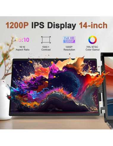 Extensor de Pantalla Doble Oiiwak 14" FHD 1920x1200