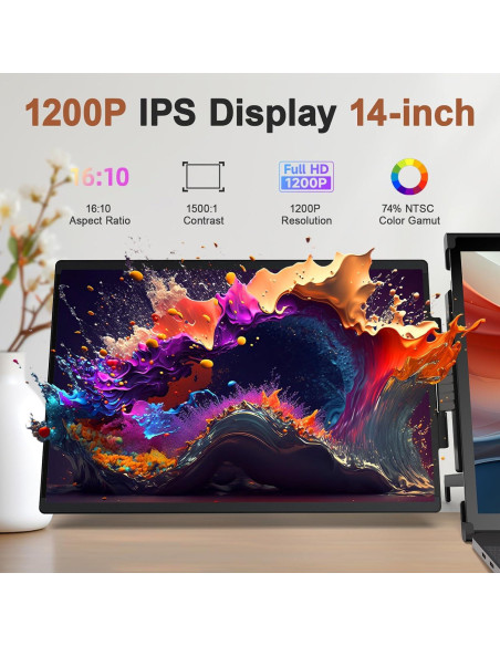 Extensor de Pantalla Doble Oiiwak 14" FHD 1920x1200