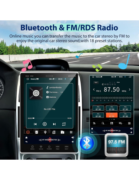 Podofo Estéreo de Coche Android 9.5" Pantalla Táctil GPS