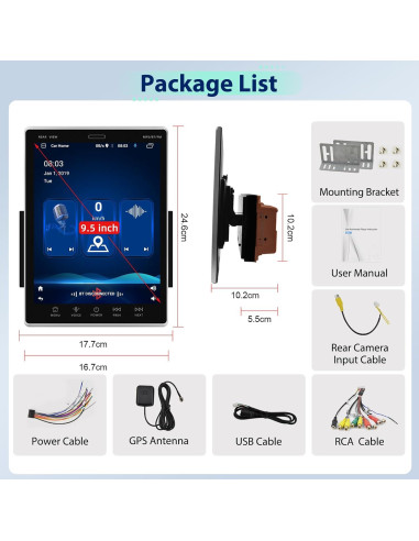 Podofo Estéreo de Coche Android 9.5" Pantalla Táctil GPS