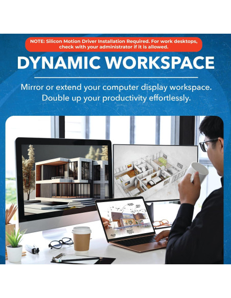 OREI Adaptador HDMI Doble Monitor 4K USB-C y USB-A