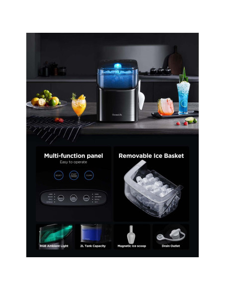 Máquina de Hielo GoveeLife Portátil 9 Cubos 11,79 kg/24h