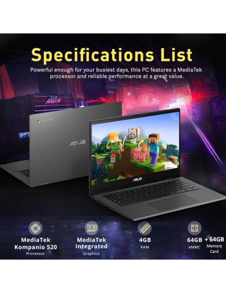 ASUS Chromebook 2024 CM14, 14" FHD, 4GB RAM, 128GB