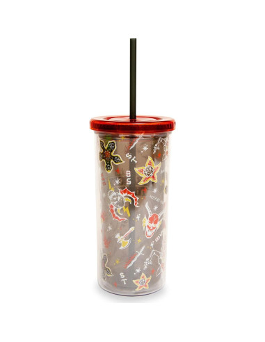 Taza Fría Silver Buffalo Hellfire Club 591 ml con Popote