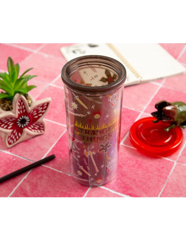 Taza Fría Silver Buffalo Hellfire Club 591 ml con Popote