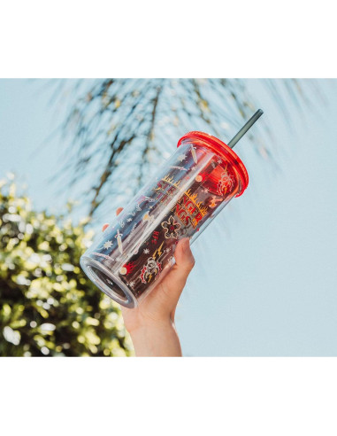 Taza Fría Silver Buffalo Hellfire Club 591 ml con Popote