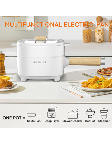 Olla Caliente Eléctrica Audecook 2L con Vaporera 20cm