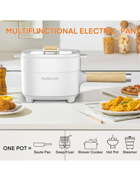 Olla Caliente Eléctrica Audecook 2L con Vaporera 20cm