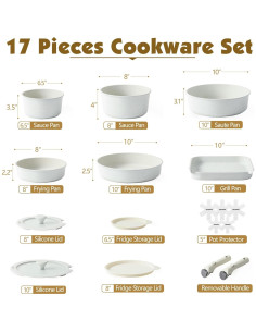 Juego de Ollas y Sartenes SENSARTE 17 Piezas Antiadherente 2