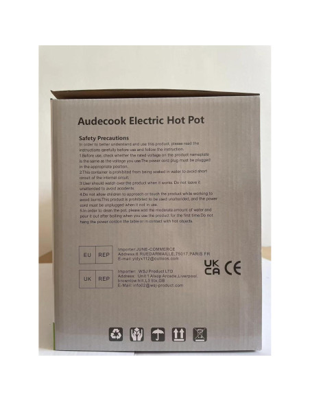 Olla Caliente Eléctrica Audecook 2L con Vaporera 20cm