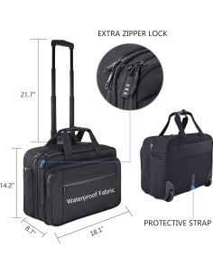 KROSER Maletín Rodante para Laptop 17.3" Negro 2
