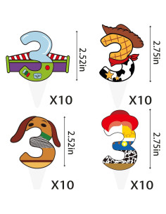 40 Adornos de Cupcake de Cuento de Hadas 3er Cumpleaños 2