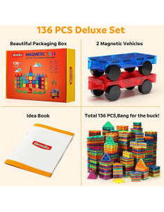 Gemmicc Azulejos Magnéticos Deluxe 136 PCS Juguetes para Niños 2