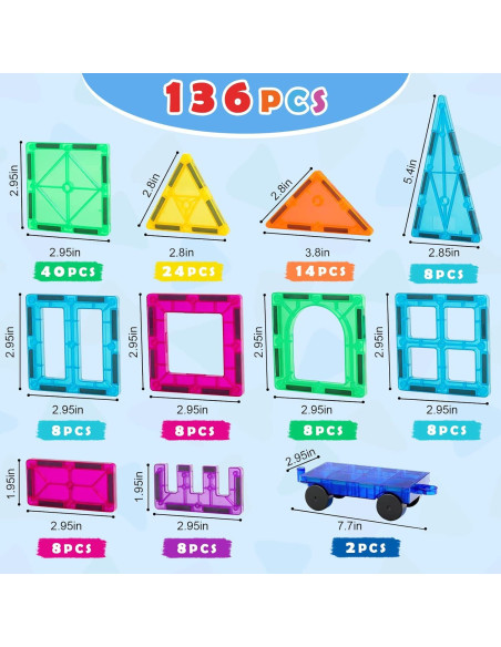 Gemmicc Azulejos Magnéticos Deluxe 136 PCS Juguetes para Niños Gemmicc Azulejos Magnéticos Deluxe 136 PCS Juguetes para Niños