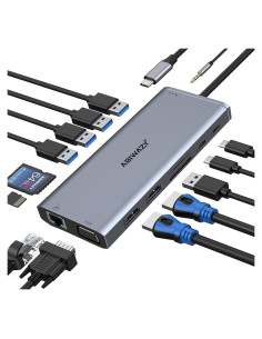 Estación de Acoplamiento USB C 14 en 1 ABIWAZY Doble Monitor