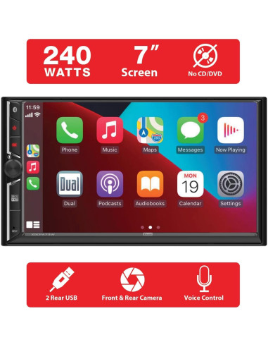 Estéreo Doble DIN Dual Electronics 7" Bluetooth CarPlay