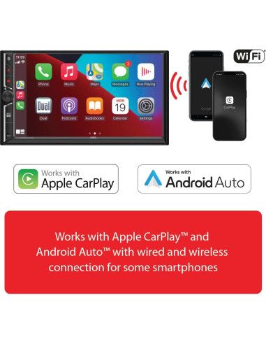 Estéreo Doble DIN Dual Electronics 7" Bluetooth CarPlay