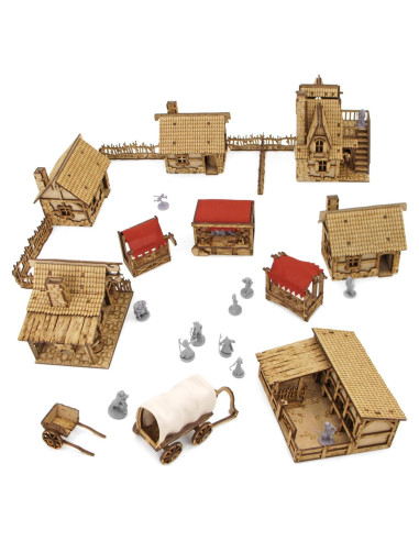 Terreno DND TowerRex Village 28mm para Warhammer y D&D