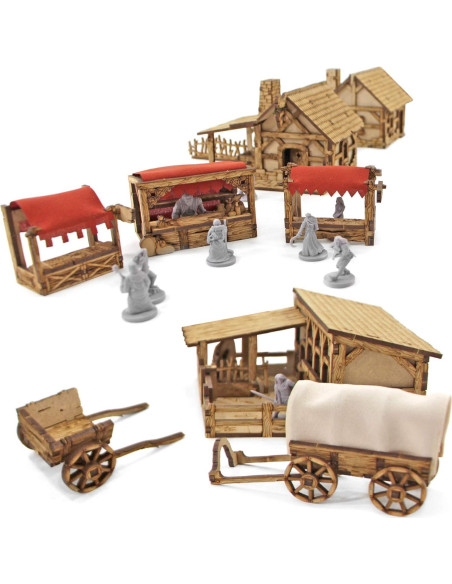 Terreno DND TowerRex Village 28mm para Warhammer y D&D