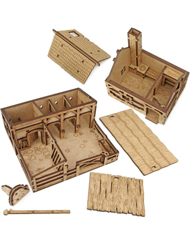 Terreno DND TowerRex Village 28mm para Warhammer y D&D