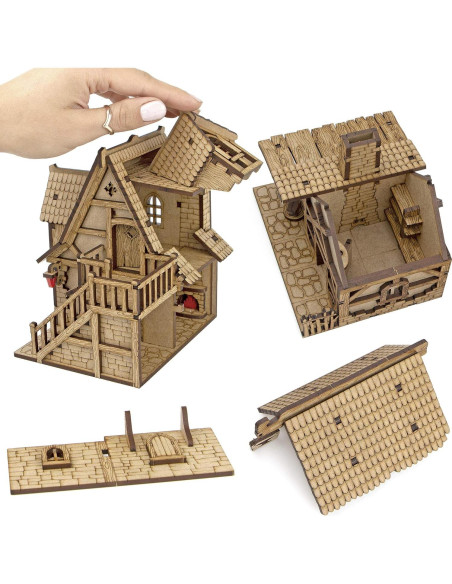 Terreno DND TowerRex Village 28mm para Warhammer y D&D