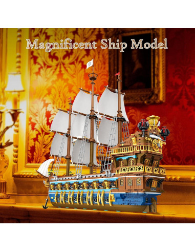 JMBricklayer Barco Pirata Dorado 3162 Piezas 80x70x20 cm