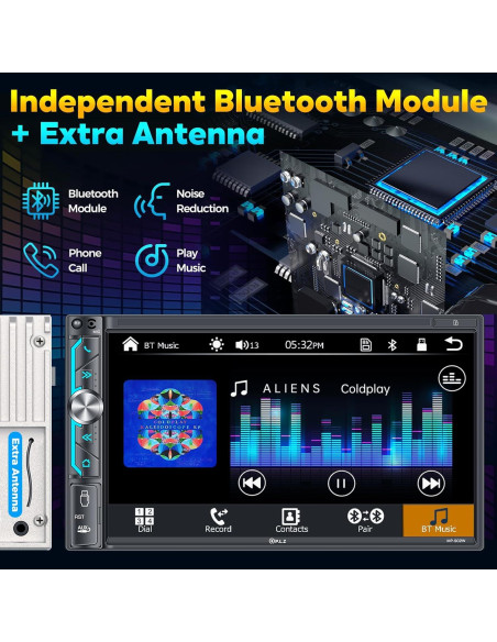 Estéreo Doble Din PLZ 7" Bluetooth 5.3 CarPlay Android Auto