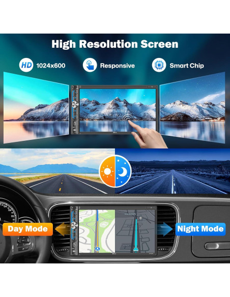 Estéreo Doble Din PLZ 7" Bluetooth 5.3 CarPlay Android Auto