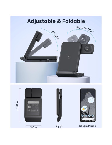 Cargador Inalámbrico 3 en 1 Houflody para Google Pixel
