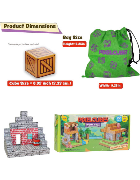 BrainSpark Cubos Pixel Magnéticos 100PCS Juguete Educativo 3+