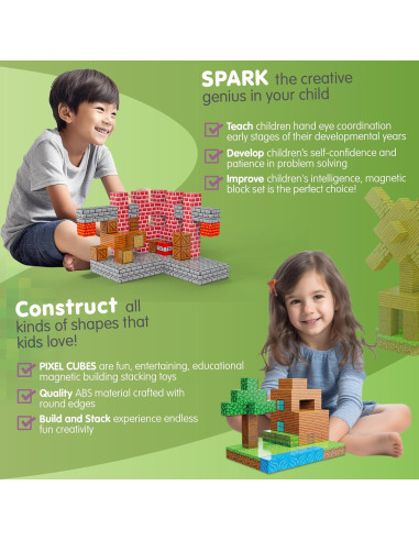 BrainSpark Cubos Pixel Magnéticos 100PCS Juguete Educativo 3+