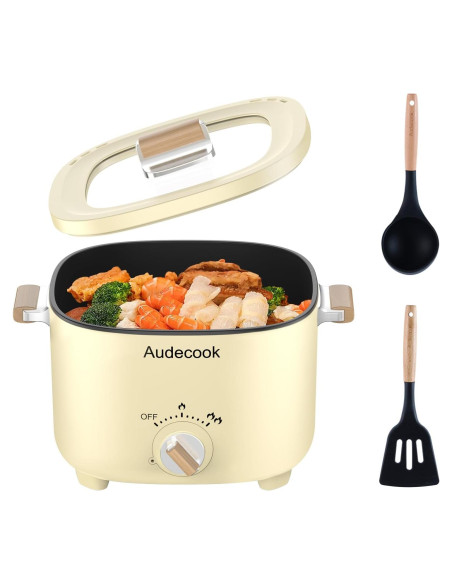 Olla Eléctrica Audecook 2.5L Portátil Antiadherente Beige