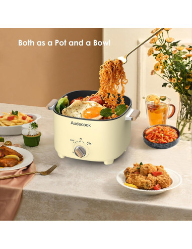 Olla Eléctrica Audecook 2.5L Portátil Antiadherente Beige
