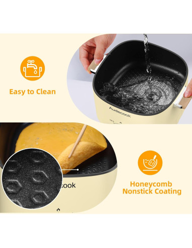 Olla Eléctrica Audecook 2.5L Portátil Antiadherente Beige