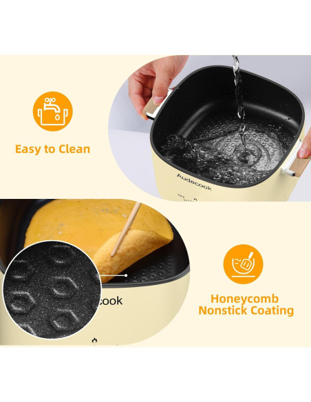 Olla Eléctrica Audecook 2.5L Portátil Antiadherente Beige