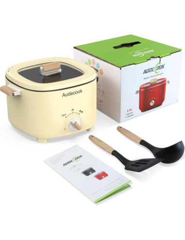 Olla Eléctrica Audecook 2.5L Portátil Antiadherente Beige