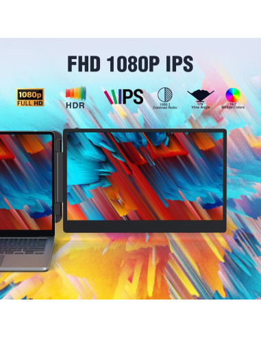 Extensor de Monitor Doble 14'' FHD 1080P APILDELLA USB-C HDMI