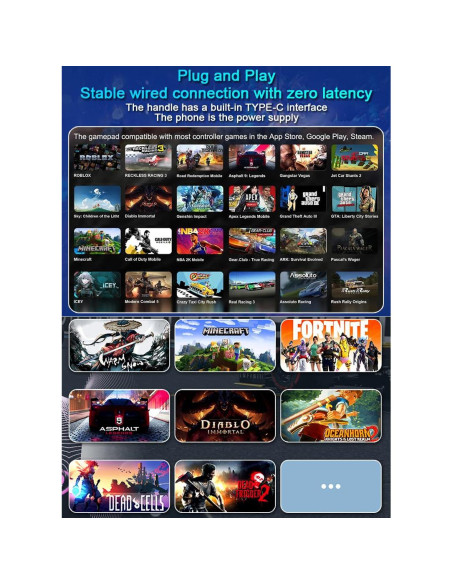 Controlador de Juegos ATUTEN para iPhone 15/16 y Android USB-C