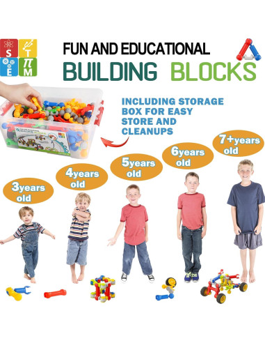 Juguete de Construcción STEM Afomida 125 Piezas para Niños