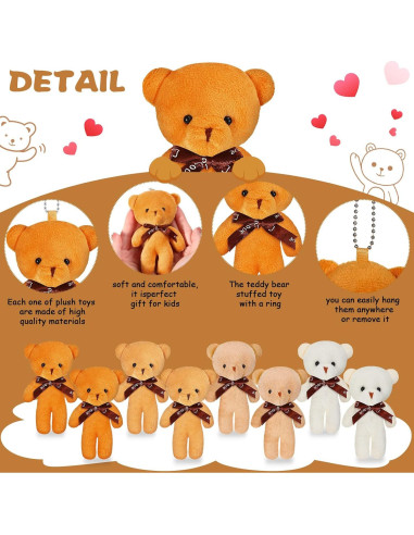 Skylety 24 Ositos de Peluche Mini 12 cm para Decoración y Regalos