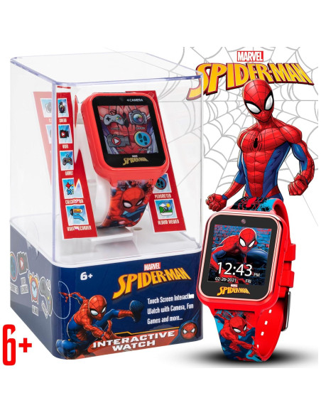 Reloj inteligente Accutime Spider-Man rojo para niños - Cámara, juegos