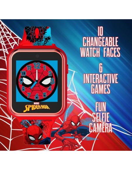 Reloj inteligente Accutime Spider-Man rojo para niños - Cámara, juegos
