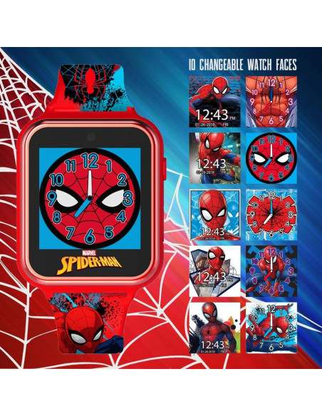 Reloj inteligente Accutime Spider-Man rojo para niños - Cámara, juegos