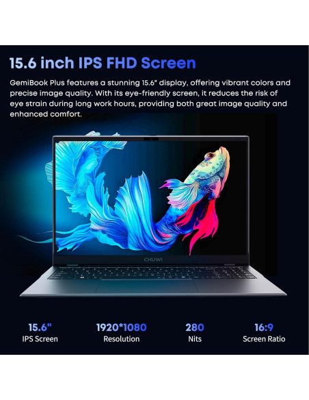 Laptop CHUWI GemiBook Plus 15.6" 16GB 512GB SSD Windows 11
