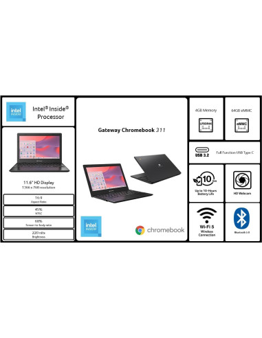 Acer Gateway Chromebook 311 | Intel Celeron N4500 | 4GB RAM
