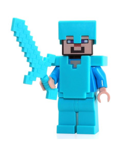 LEGO Minecraft Steve con Armadura Diamante y Espada 2