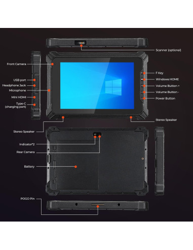 Tableta Resistente MUNBYN IRT06 8" Windows 11 Pro 8GB 128GB