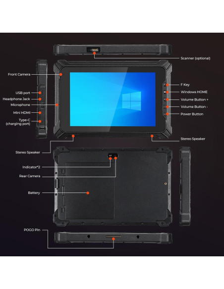 Tableta Resistente MUNBYN IRT06 8" Windows 11 Pro 8GB 128GB