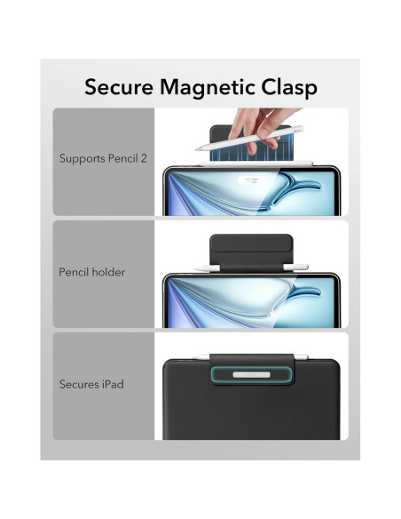 Funda Teclado ESR iPad Air 13 y Pro 12.9, Negro